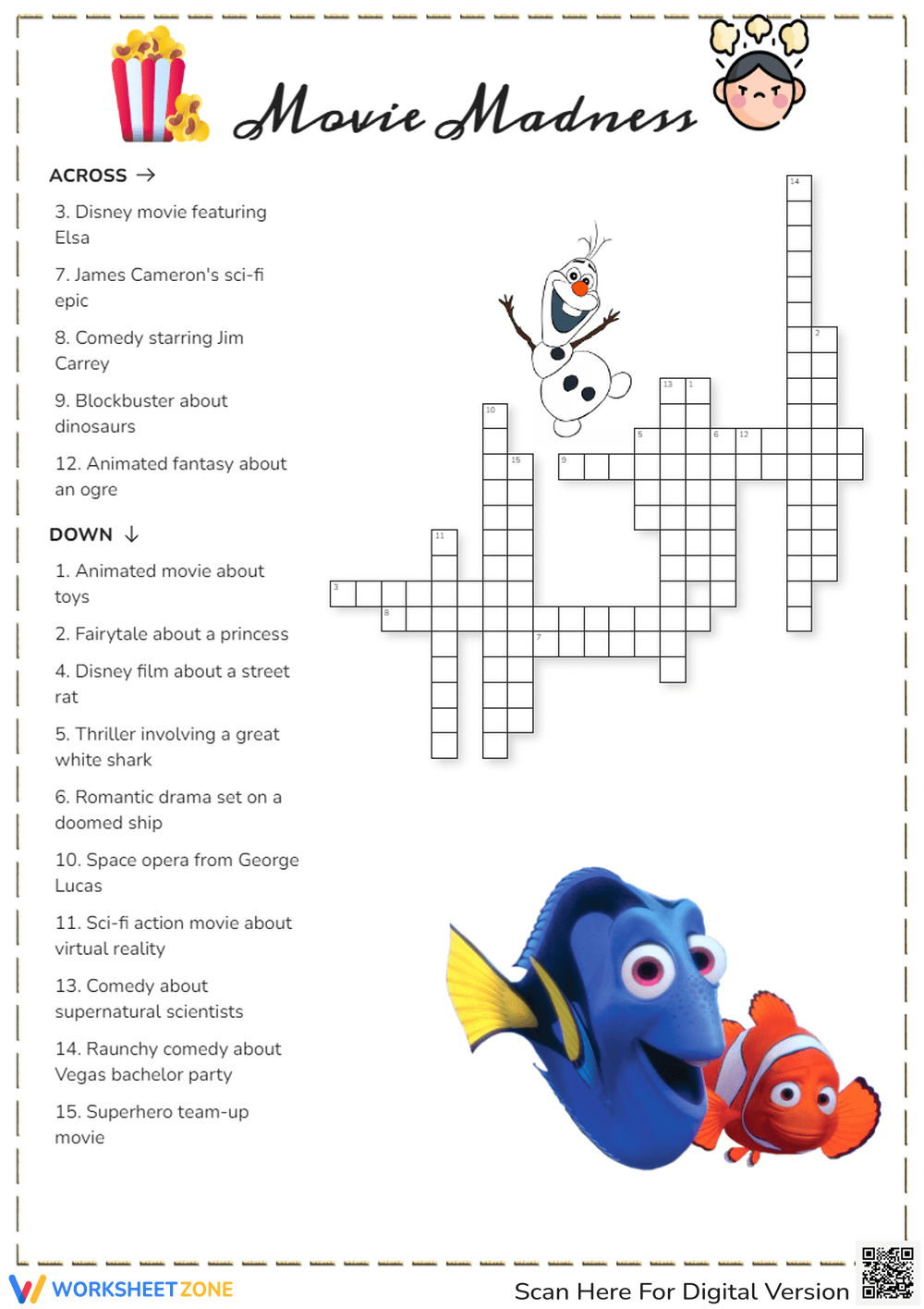 Grade 1 Movie Crossword Puzzles Worksheets 2025 Grade 1 Movie Crossword Puzzles Worksheets 2025