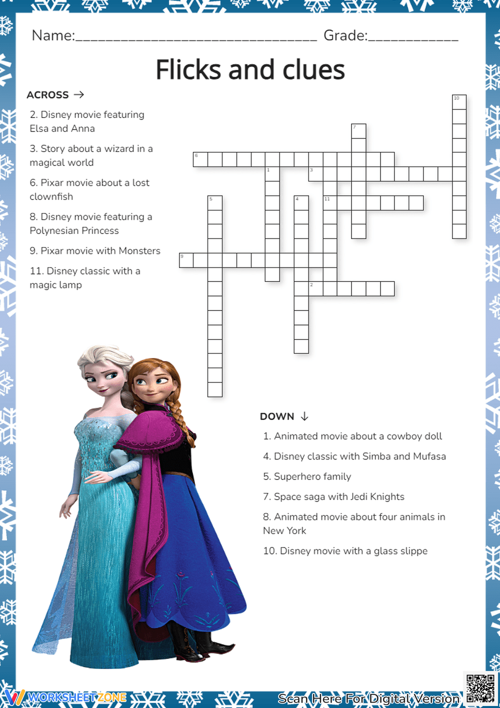 Grade 1 Movie Crossword Puzzles Worksheets 2025 Grade 1 Movie Crossword Puzzles Worksheets 2025