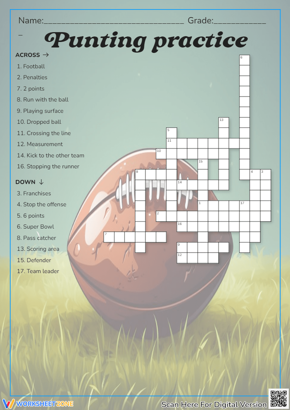 Grade 1 NFL Crossword Puzzle Worksheets 2025 Grade 1 NFL Crossword Puzzle Worksheets 2025