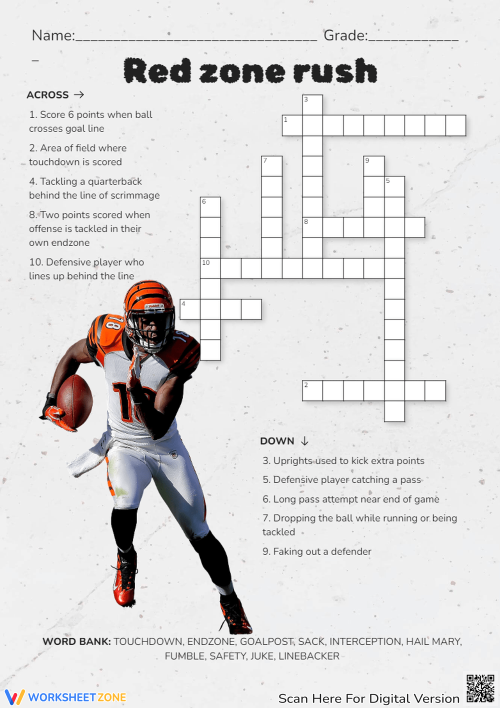 Grade 1 NFL Crossword Puzzle Worksheets 2025 Grade 1 NFL Crossword Puzzle Worksheets 2025
