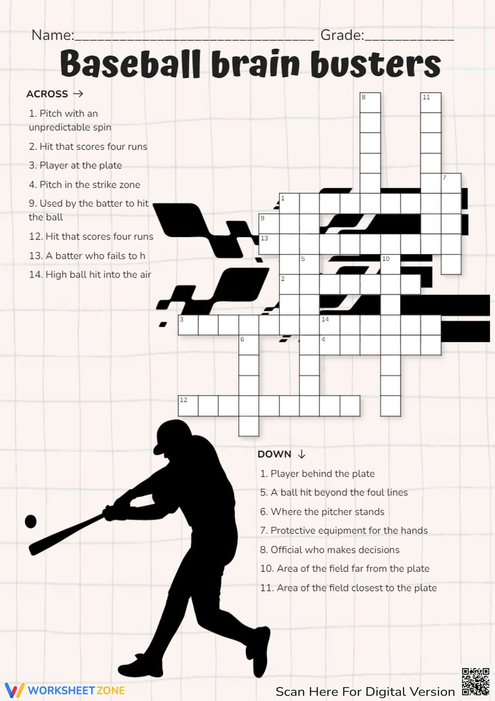Grade 1 Sports Crossword Puzzles Worksheets 2025
