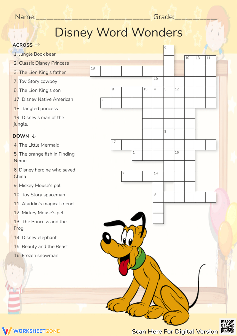 Grade 2 Disney Crossword Puzzles Worksheets 2025 Grade 2 Disney Crossword Puzzles Worksheets 2025
