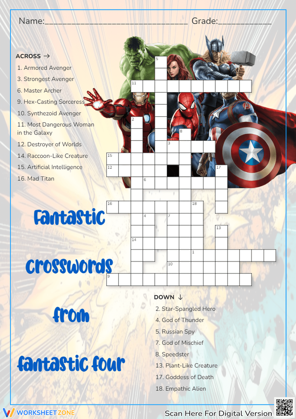 Superhero Crossword Puzzles Printable