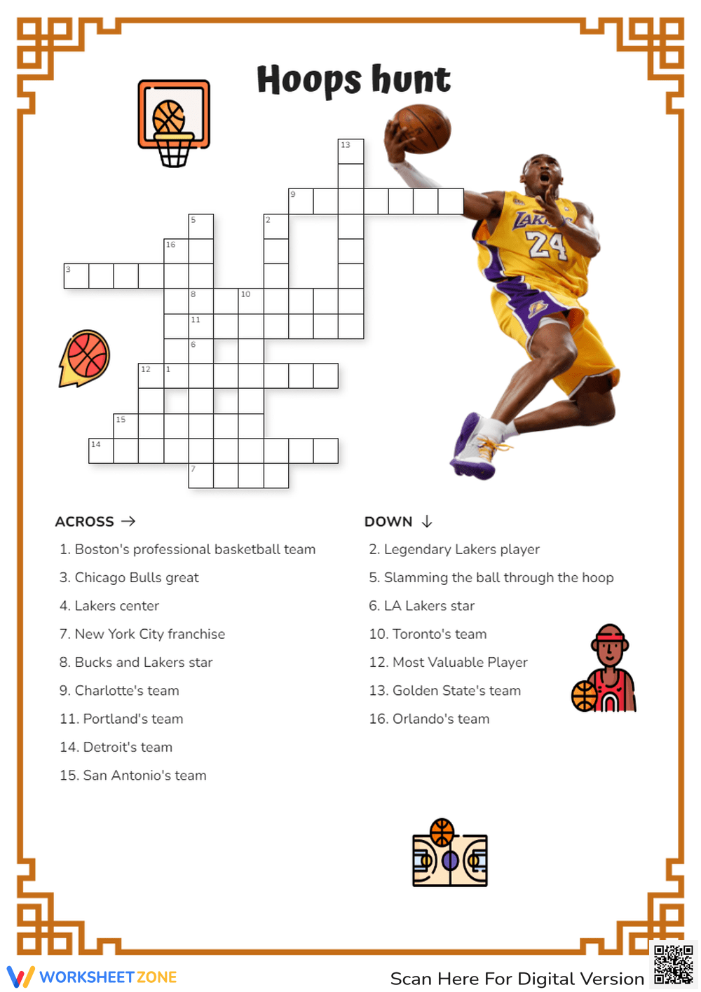 Grade 2 NBA Crossword Puzzles Worksheets 2025