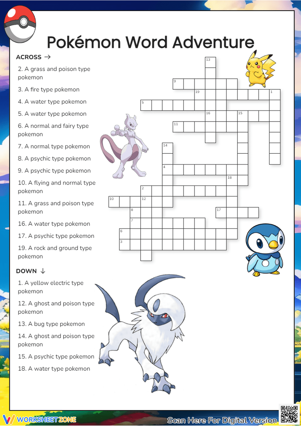 Printable Pokemon Crossword Puzzles Printable Pokemon Crossword Puzzles