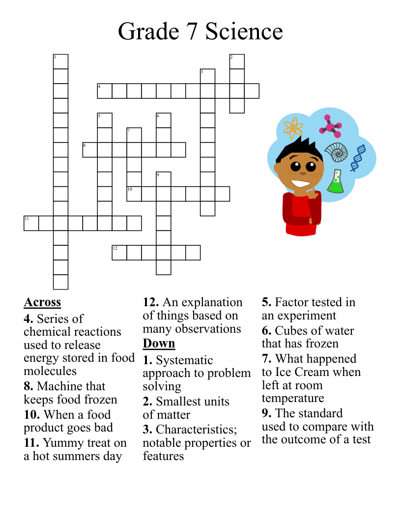 Grade 7 Science Crossword WordMint Grade 7 Science Crossword WordMint