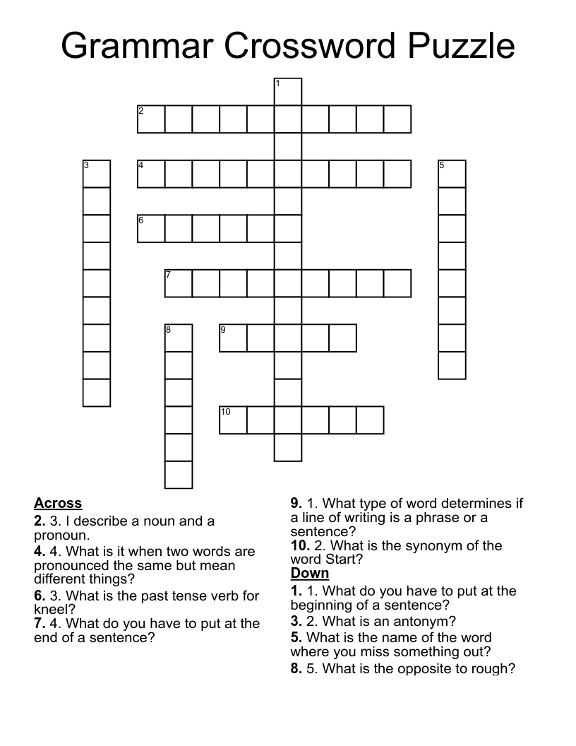 Grammar Crossword Puzzle WordMint Grammar Crossword Puzzle WordMint
