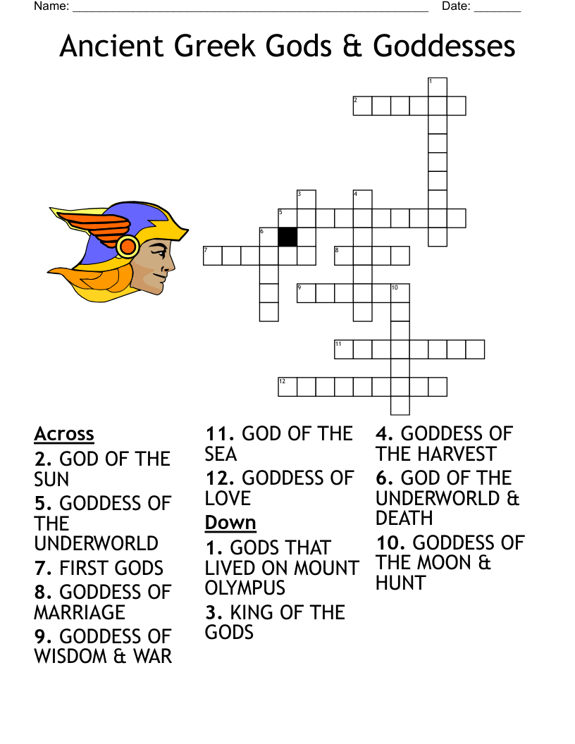 Greek Mythology Crossword Puzzle WordMint Greek Mythology Crossword Puzzle WordMint
