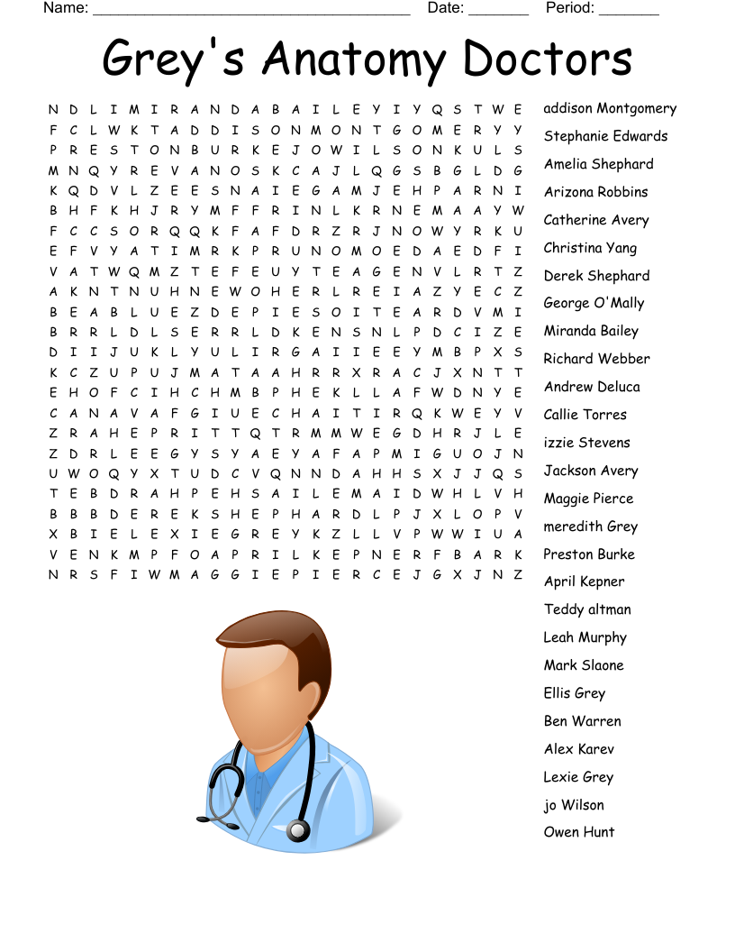 Grey s Anatomy Crossword WordMint Grey s Anatomy Crossword WordMint