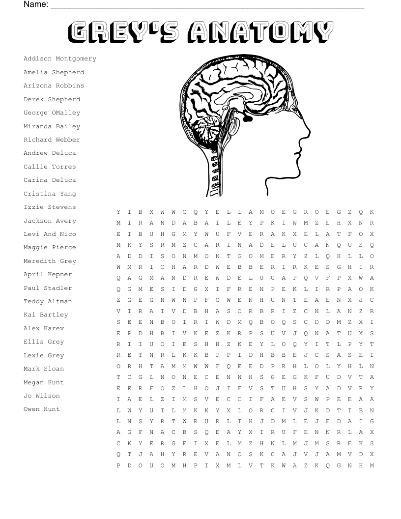 Greys Anatomy Crossword WordMint Greys Anatomy Crossword WordMint