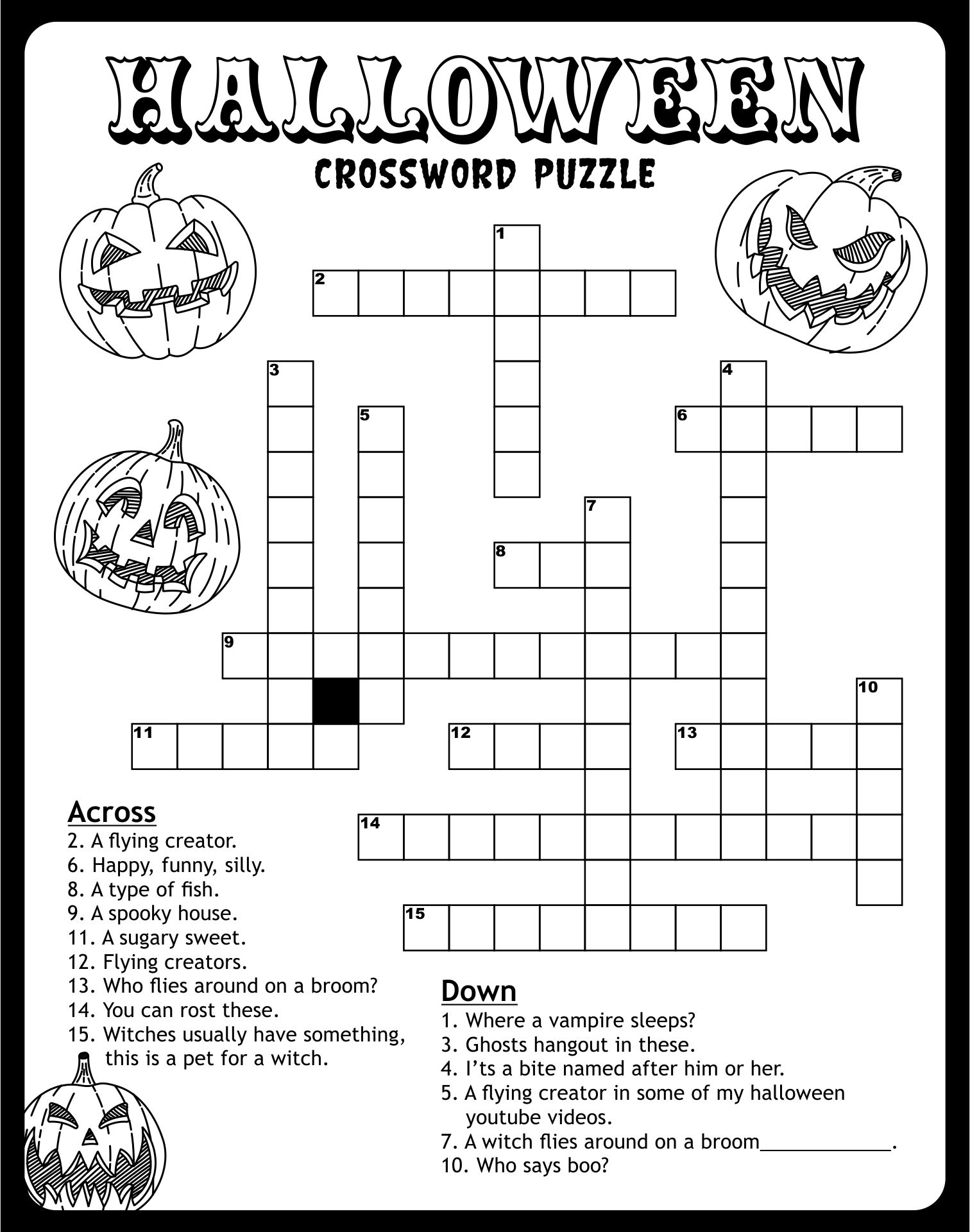 Halloween Crossword Puzzle 15 Free PDF Printables Printablee Halloween Crossword Puzzle 15 Free PDF Printables Printablee