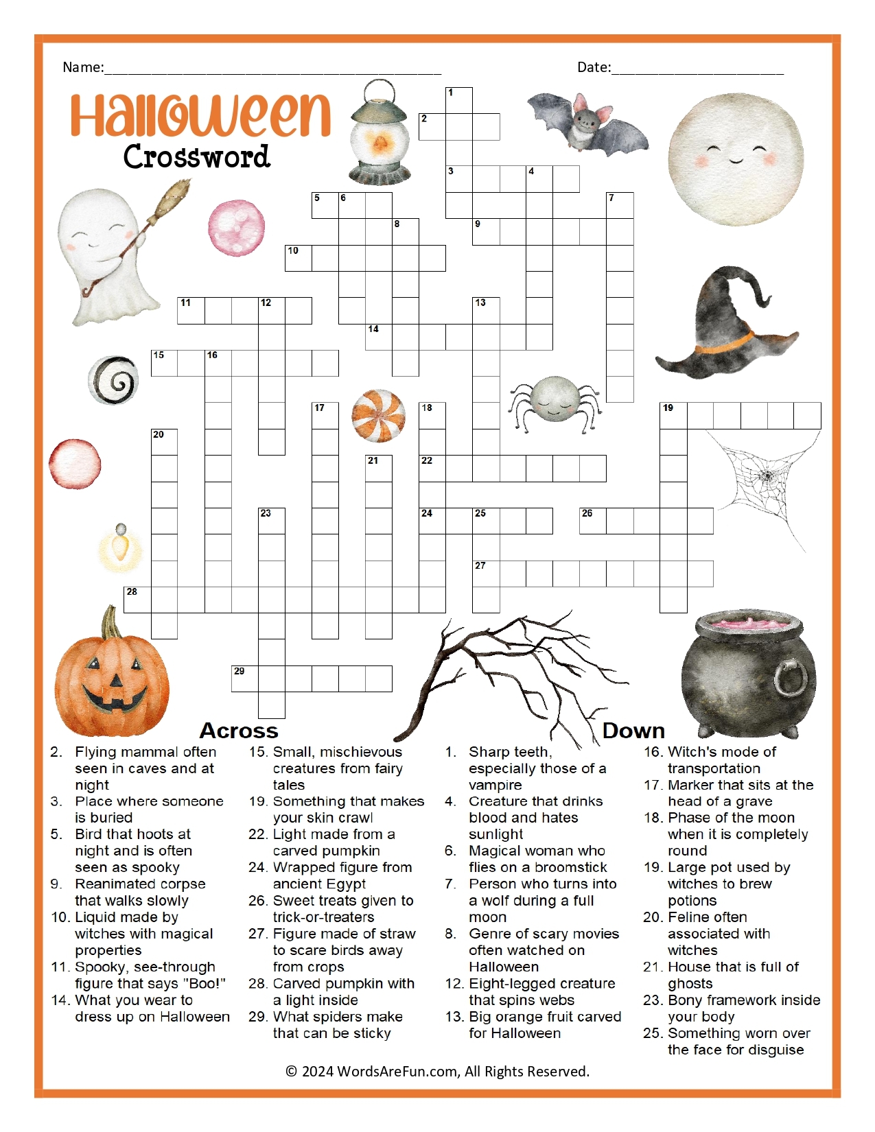halloween crossword puzzle