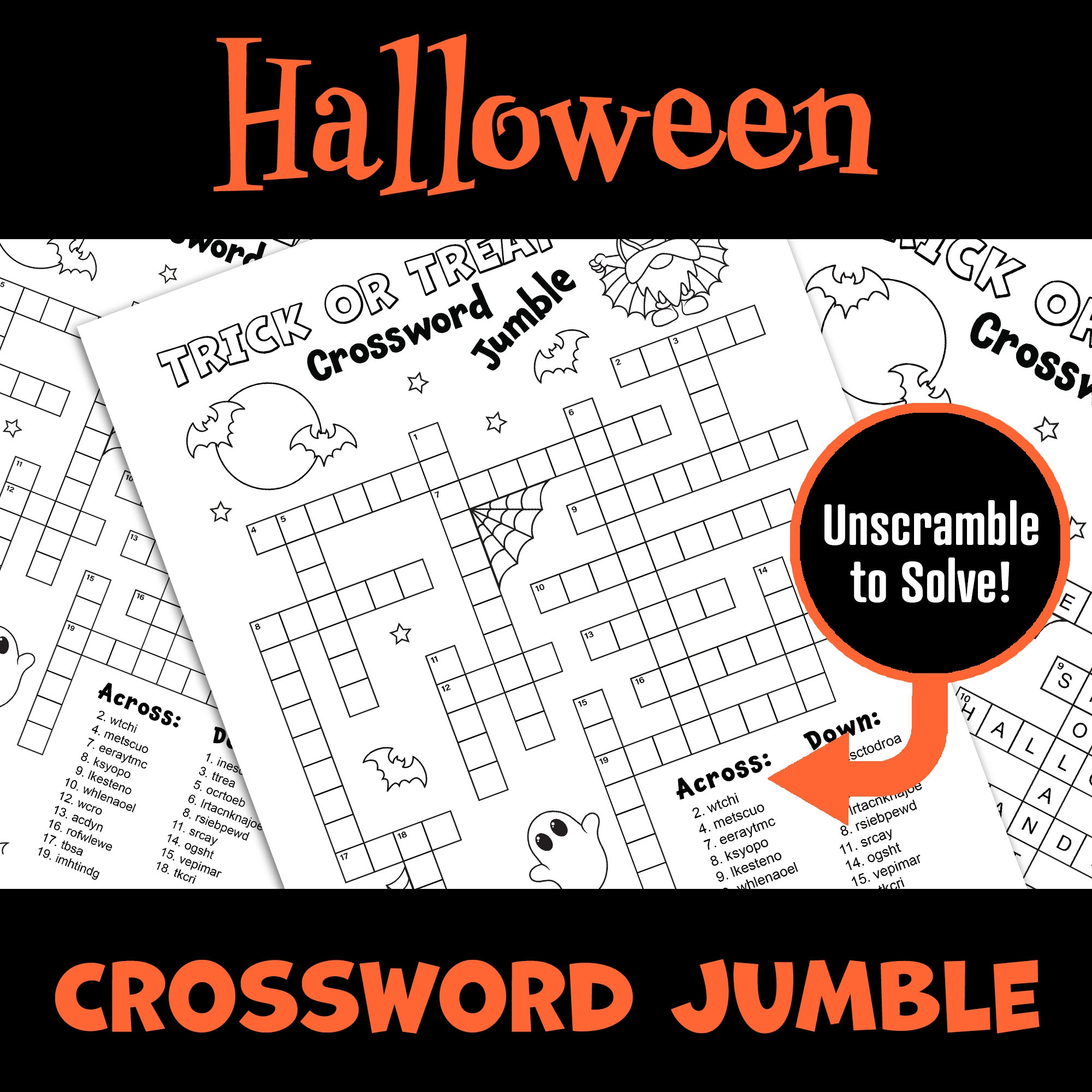 Halloween Crossword Puzzle Fall Word Scramble Game Autumn Activity Classful Halloween Crossword Puzzle Fall Word Scramble Game Autumn Activity Classful