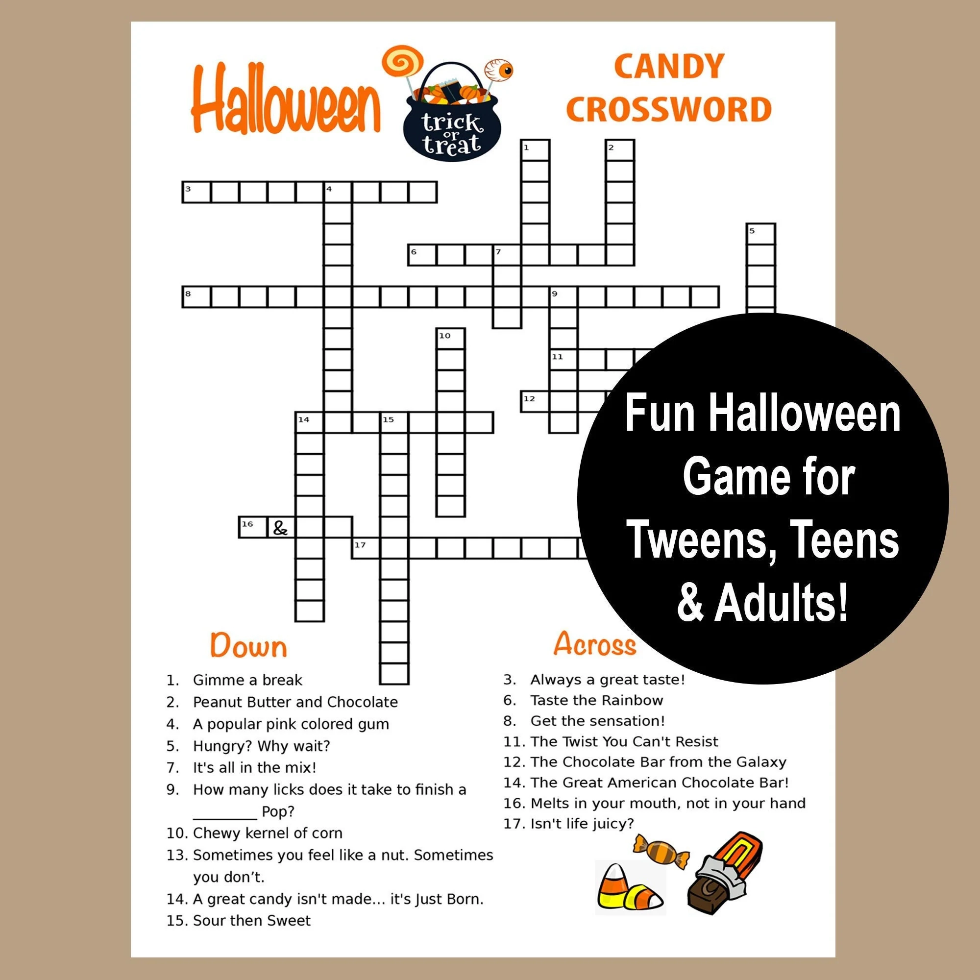Halloween Crossword Puzzles Printable Adults Halloween Crossword Puzzles Printable Adults