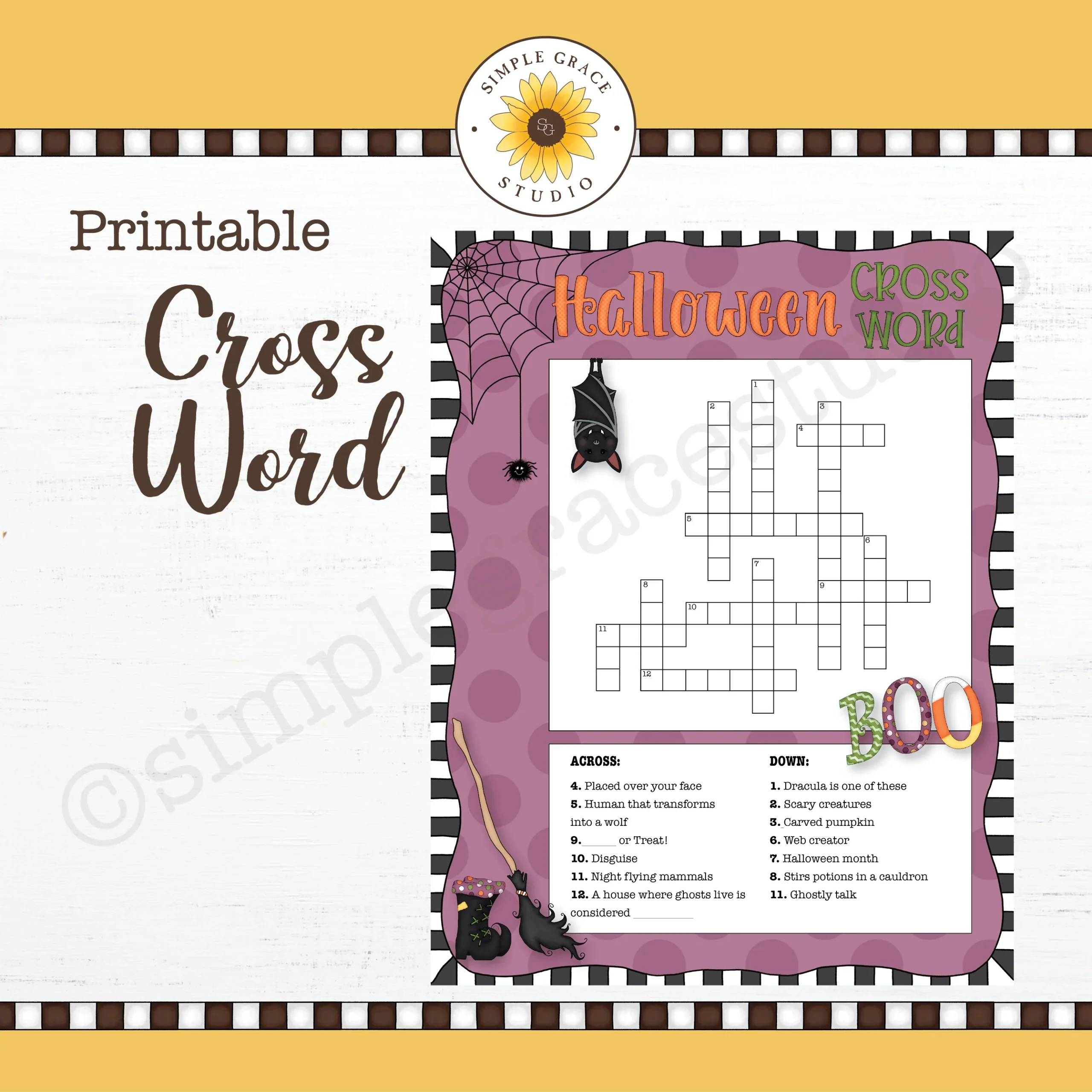 Halloween Crossword Puzzle SimpleGraceStudio Halloween Crossword Puzzle SimpleGraceStudio