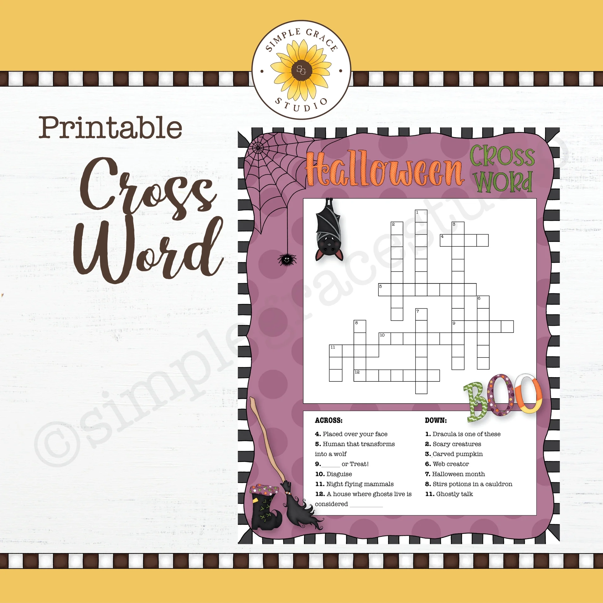 Halloween Crossword Puzzle SimpleGraceStudio
