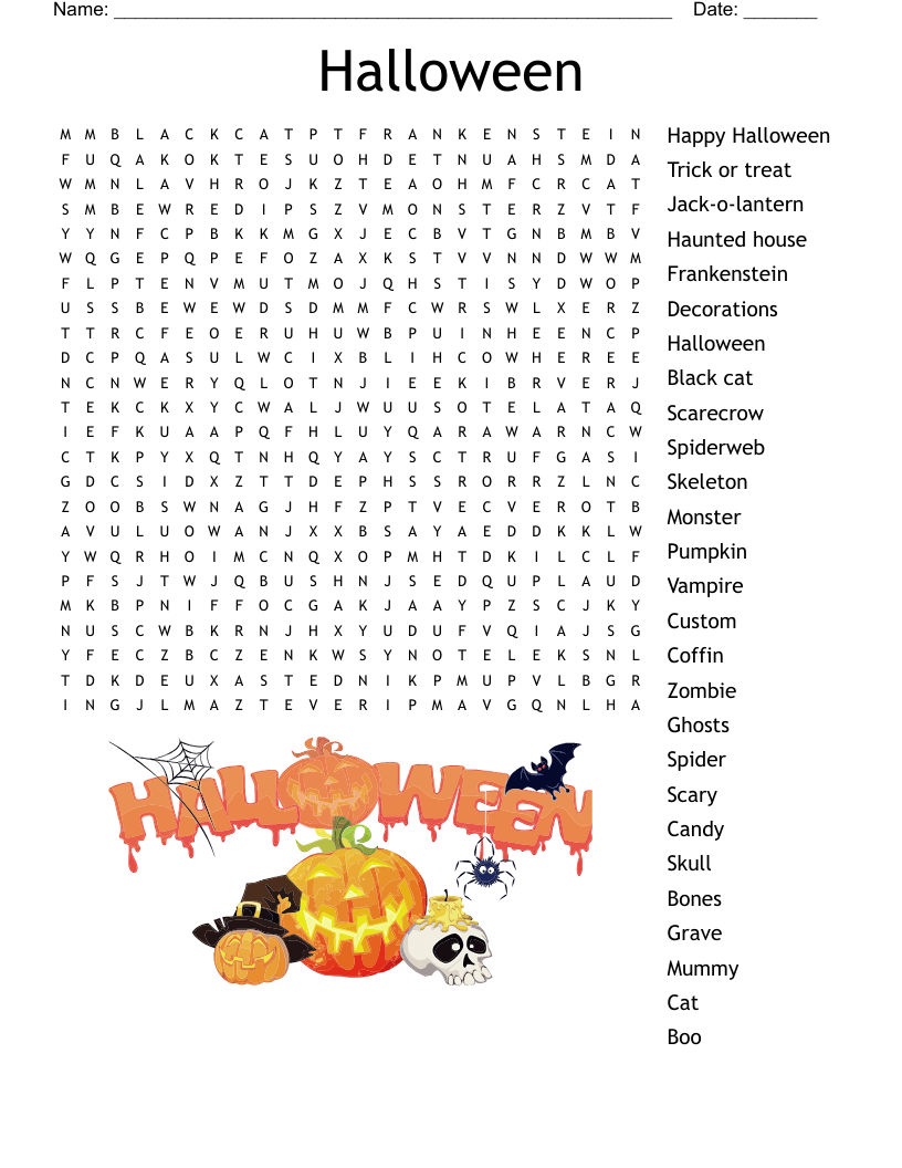 Halloween Crossword Puzzle WordMint Halloween Crossword Puzzle WordMint