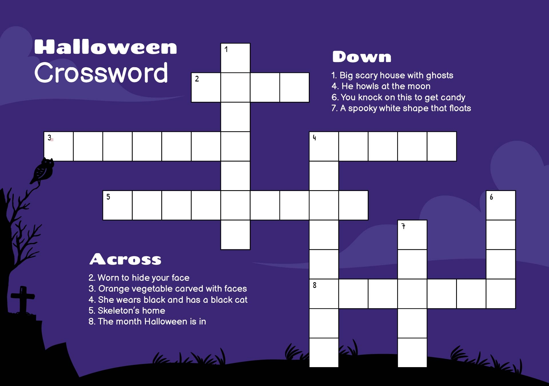 Halloween Crossword Puzzles 15 Free PDF Printables Printablee