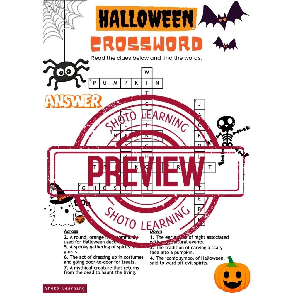 Halloween Crossword Trick Or Treat Fun