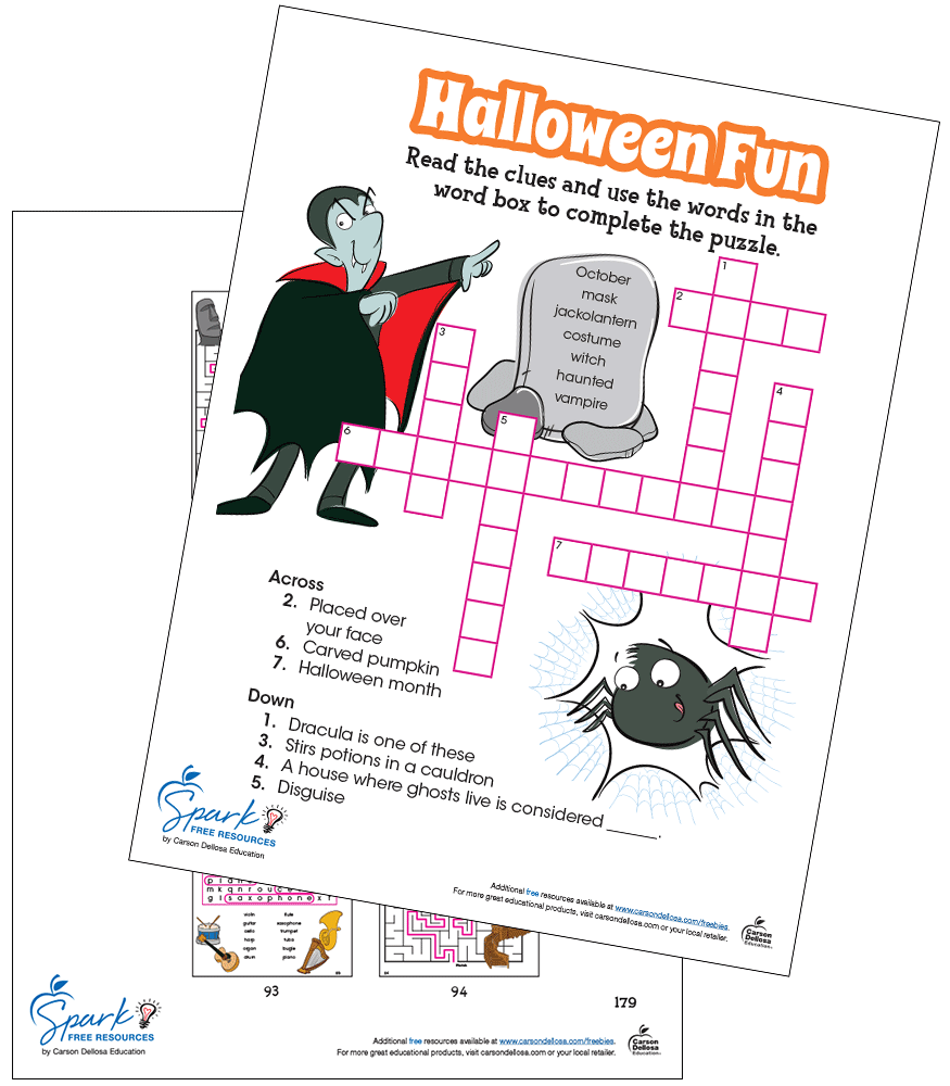 Halloween Fun Crossword Puzzle Free Printable Carson Dellosa Halloween Fun Crossword Puzzle Free Printable Carson Dellosa