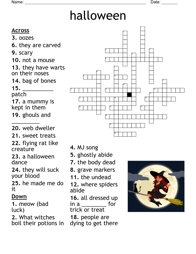 Halloween Movies Crossword WordMint Halloween Movies Crossword WordMint