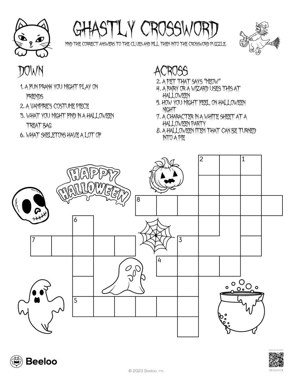 Free Halloween Crossword Puzzles Printables Free Halloween Crossword Puzzles Printables