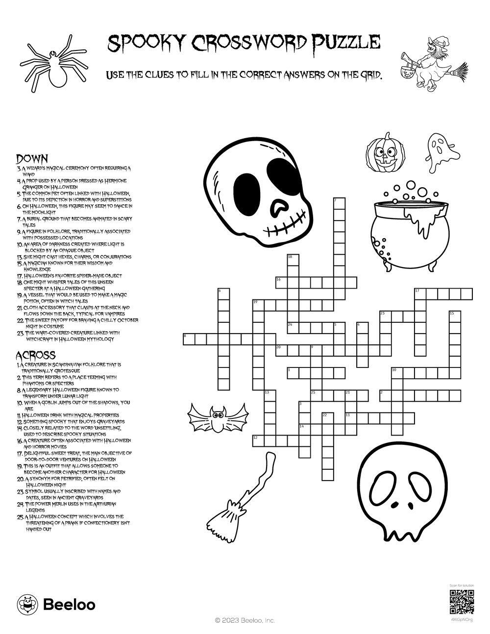 Halloween themed Crossword Puzzles Beeloo Printable Crafts And Activities For Kids Halloween themed Crossword Puzzles Beeloo Printable Crafts And Activities For Kids