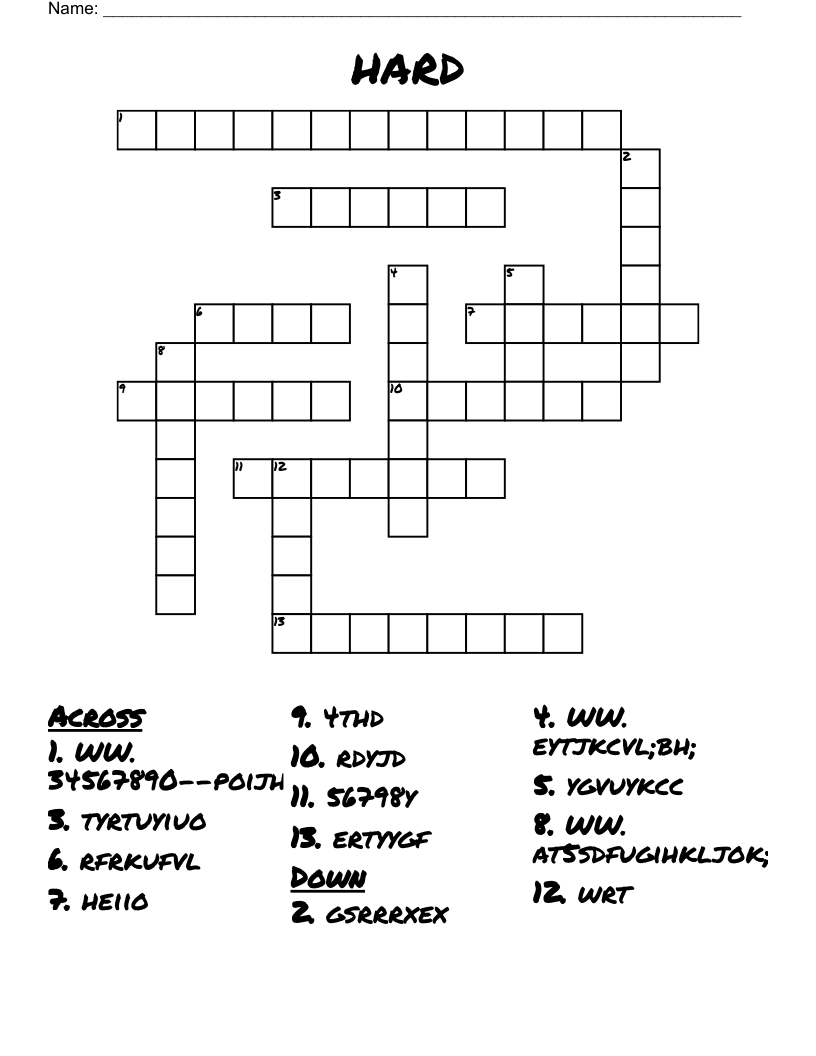 Hard Crossword WordMint Hard Crossword WordMint
