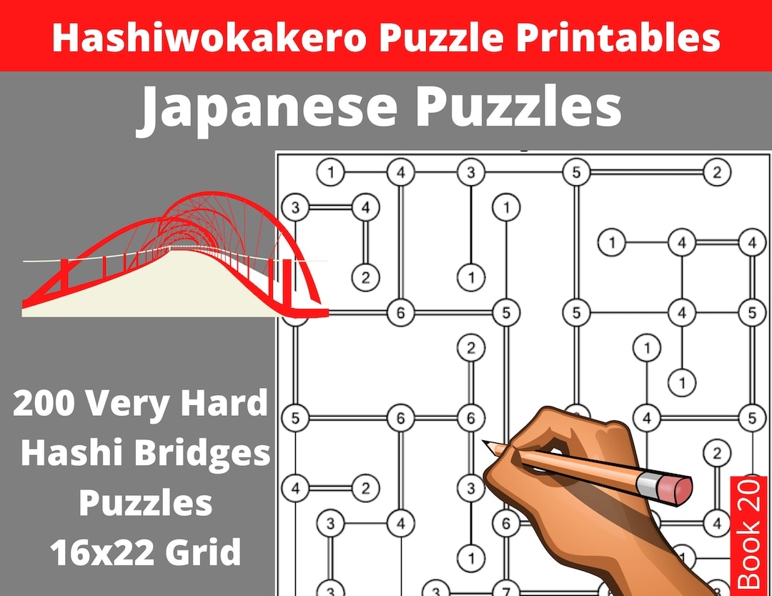 Hard Hashi Bridges Puzzles Printable PDF 200 Hashiwokakero Japanese Puzzles With Answers Instant Download Etsy Norway