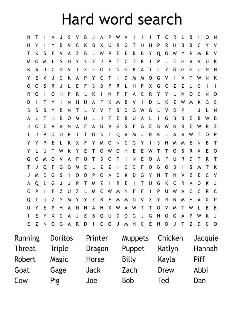 Word Search Puzzles Hard Printable