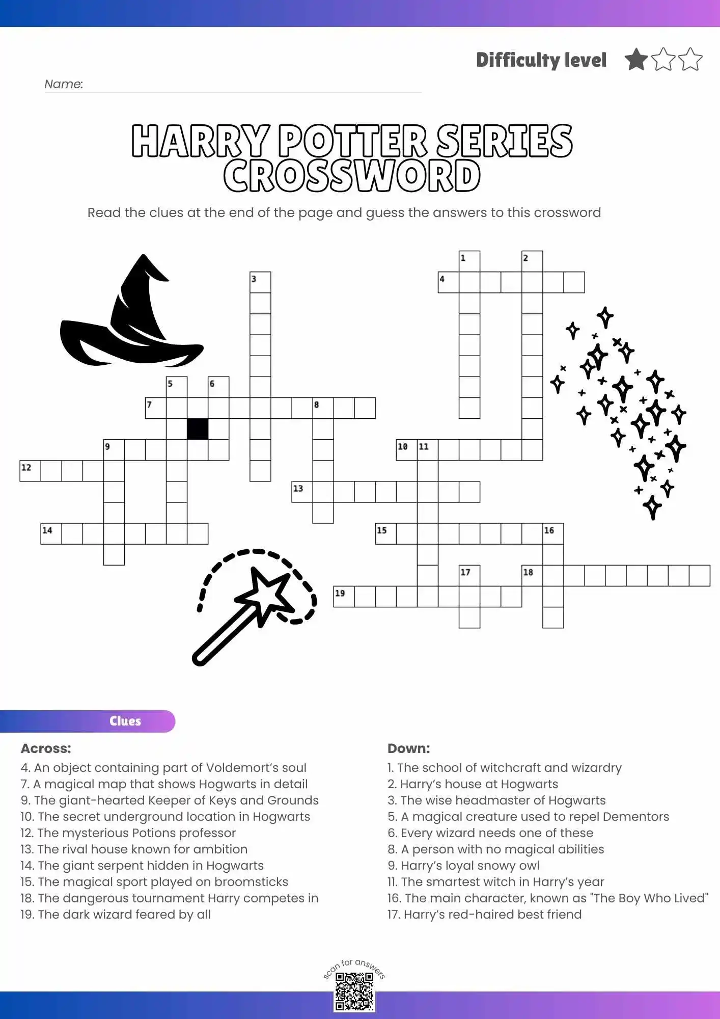 Printable Harry Potter Crossword Puzzles Printable Harry Potter Crossword Puzzles