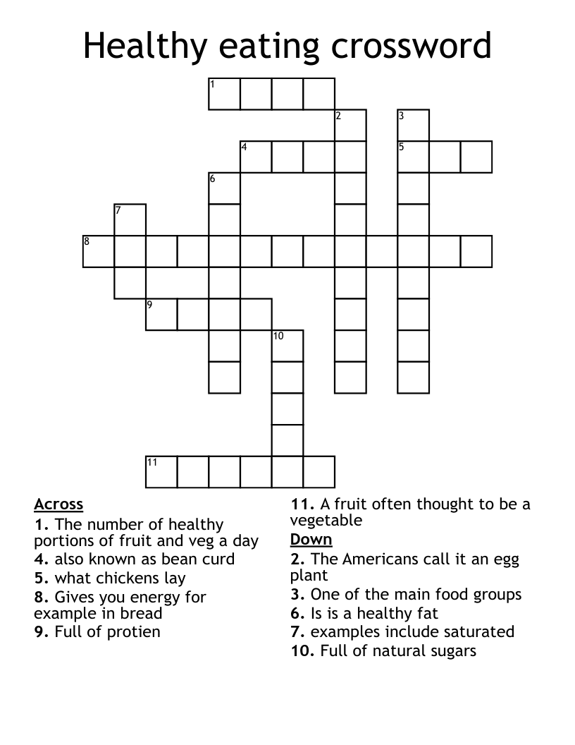 Healthy Eating Crossword WordMint Healthy Eating Crossword WordMint