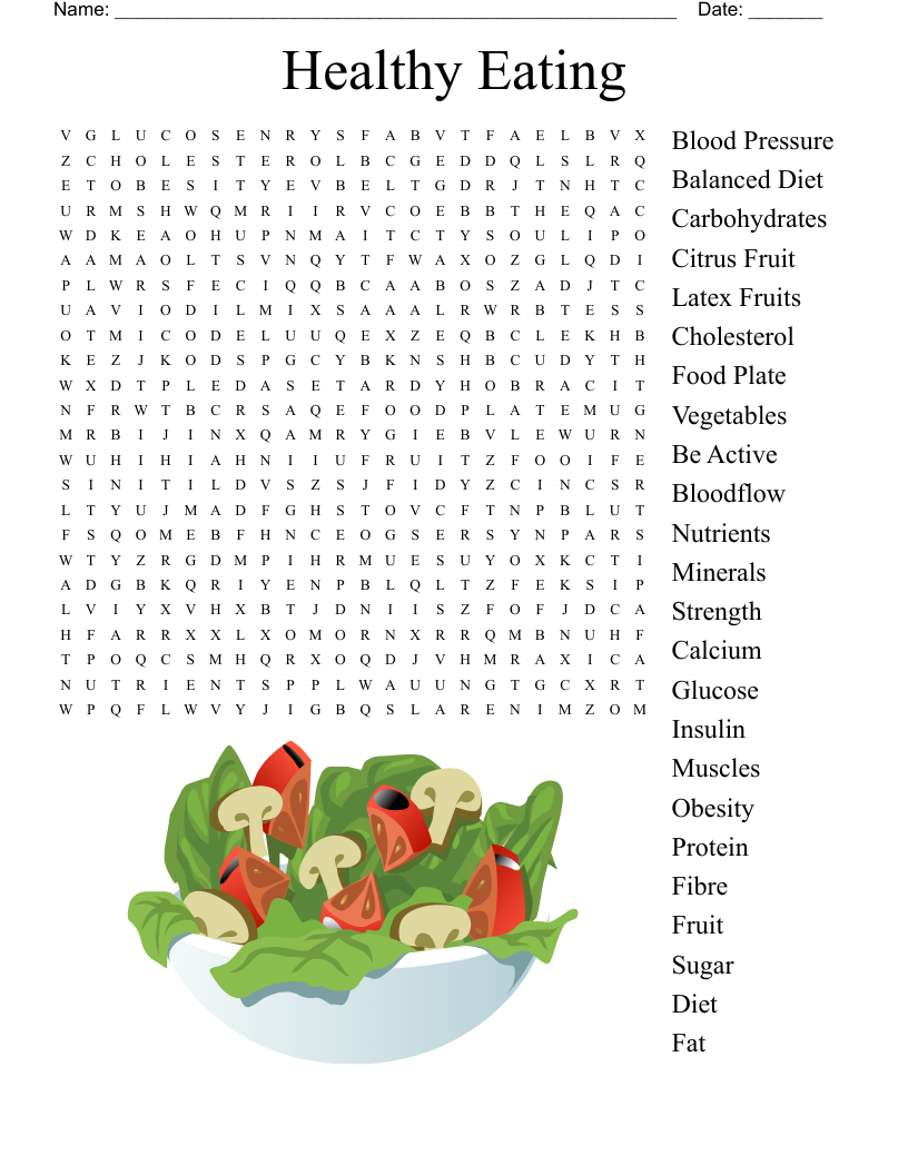 Healthy Eating Word Search WordMint Healthy Eating Word Search WordMint