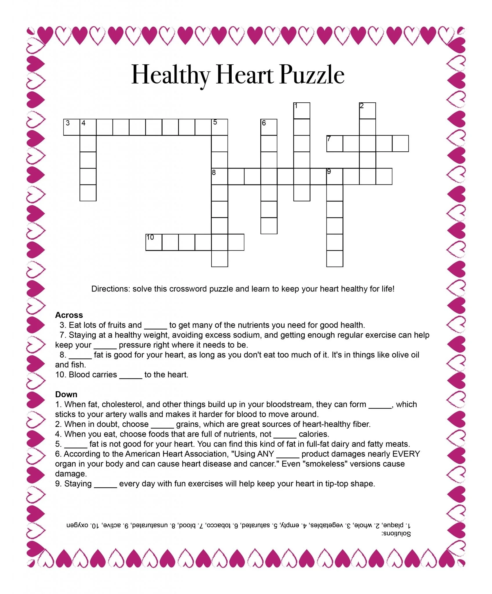 Healthy Eating Crossword Puzzles Printable Healthy Eating Crossword Puzzles Printable