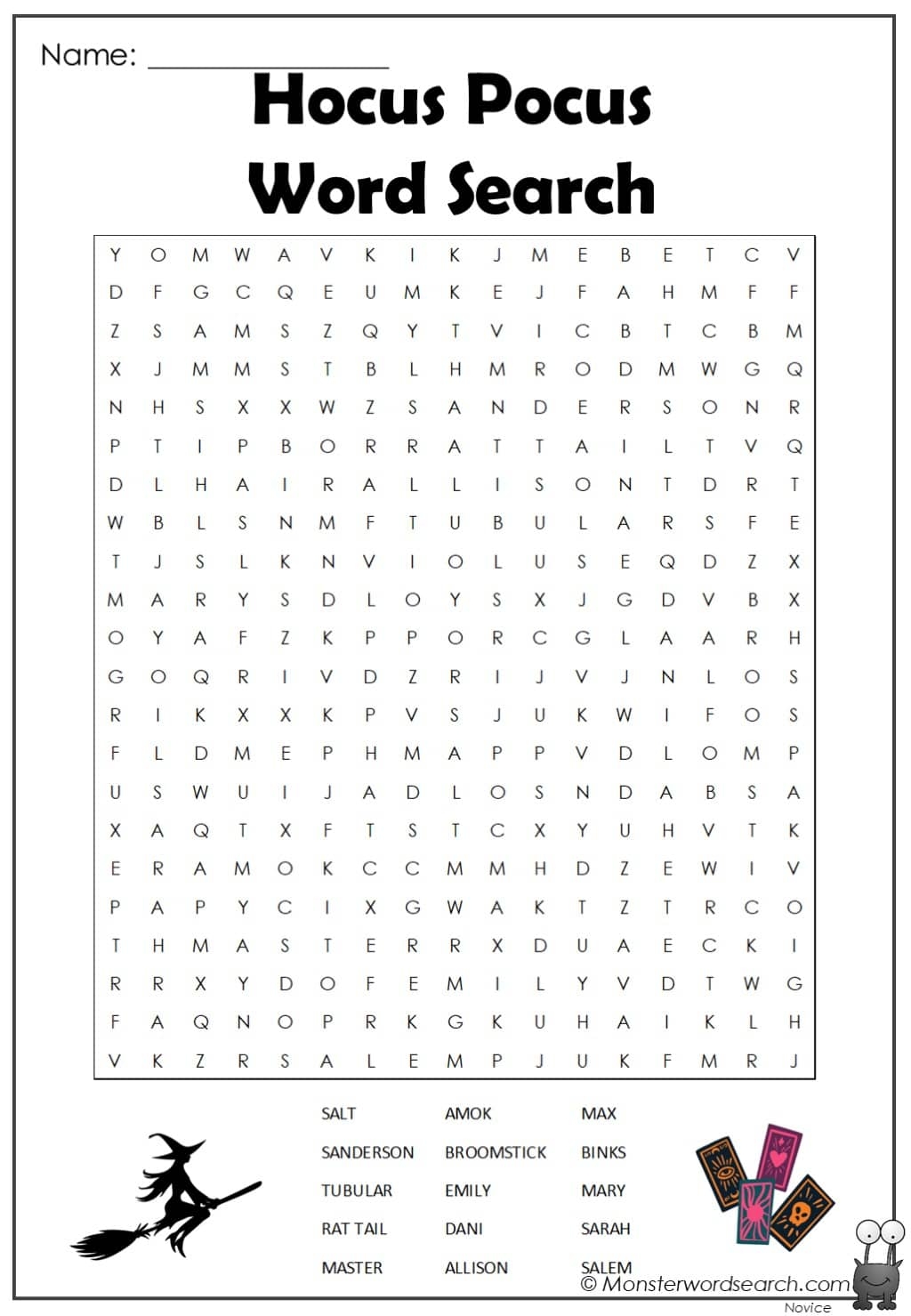 Hocus Pocus Crossword Puzzles Printable