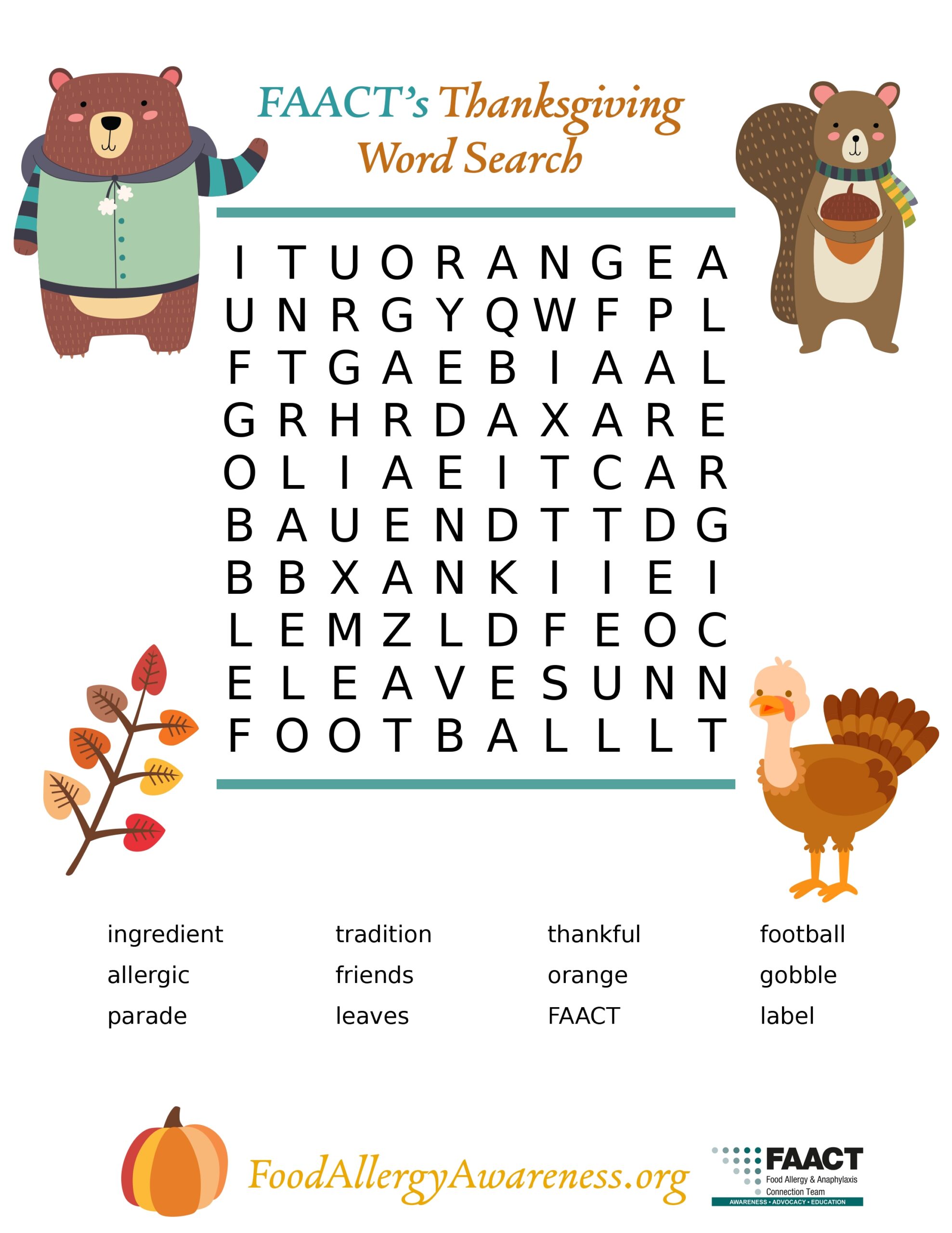 Holidays Thanksgiving FAACT Holidays Thanksgiving FAACT