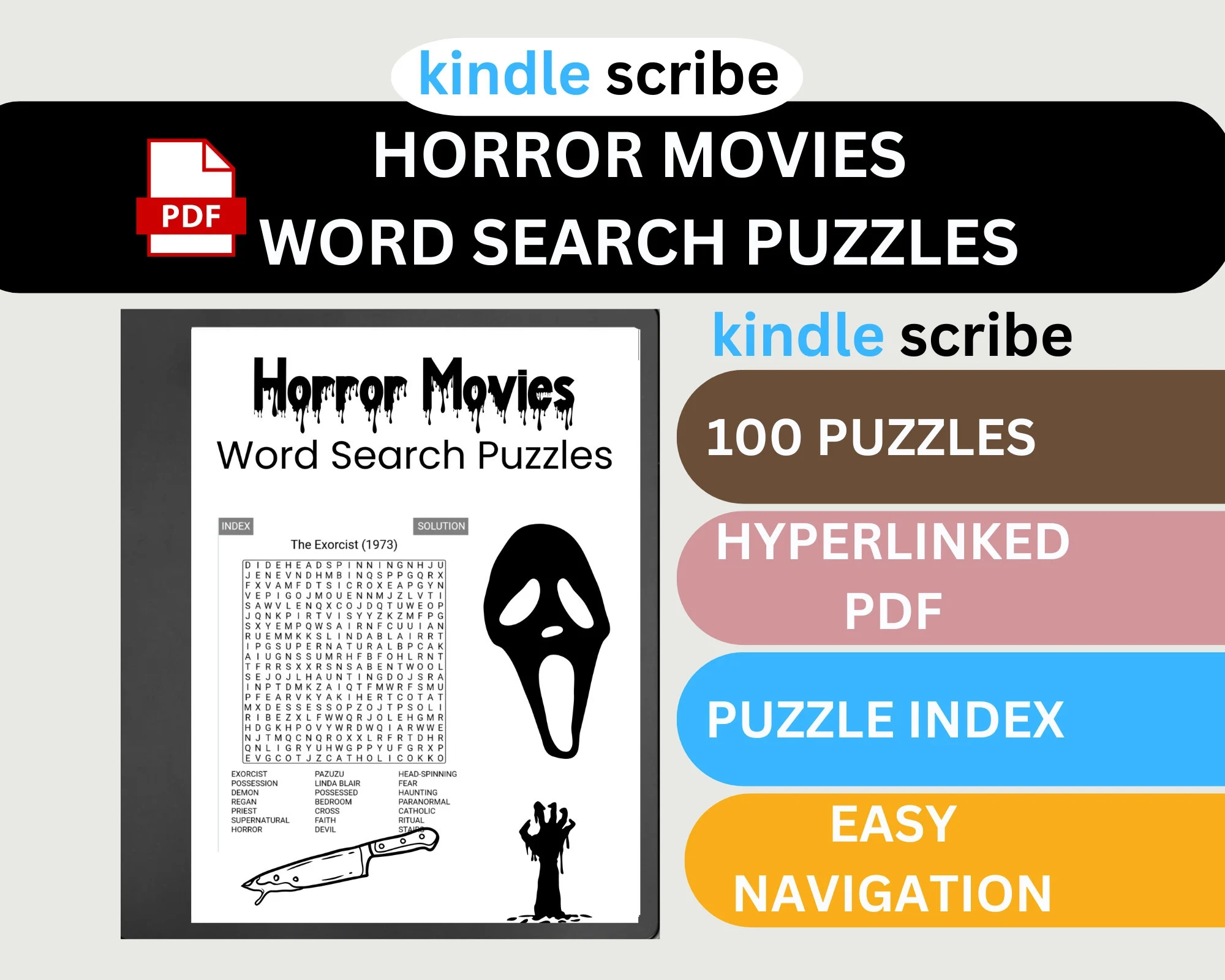 Horror Movie Word Search Book 100 Scary Movie Puzzles For Adults PDF Download For Kindle Scribe IPad Etsy Horror Movie Word Search Book 100 Scary Movie Puzzles For Adults PDF Download For Kindle Scribe IPad Etsy