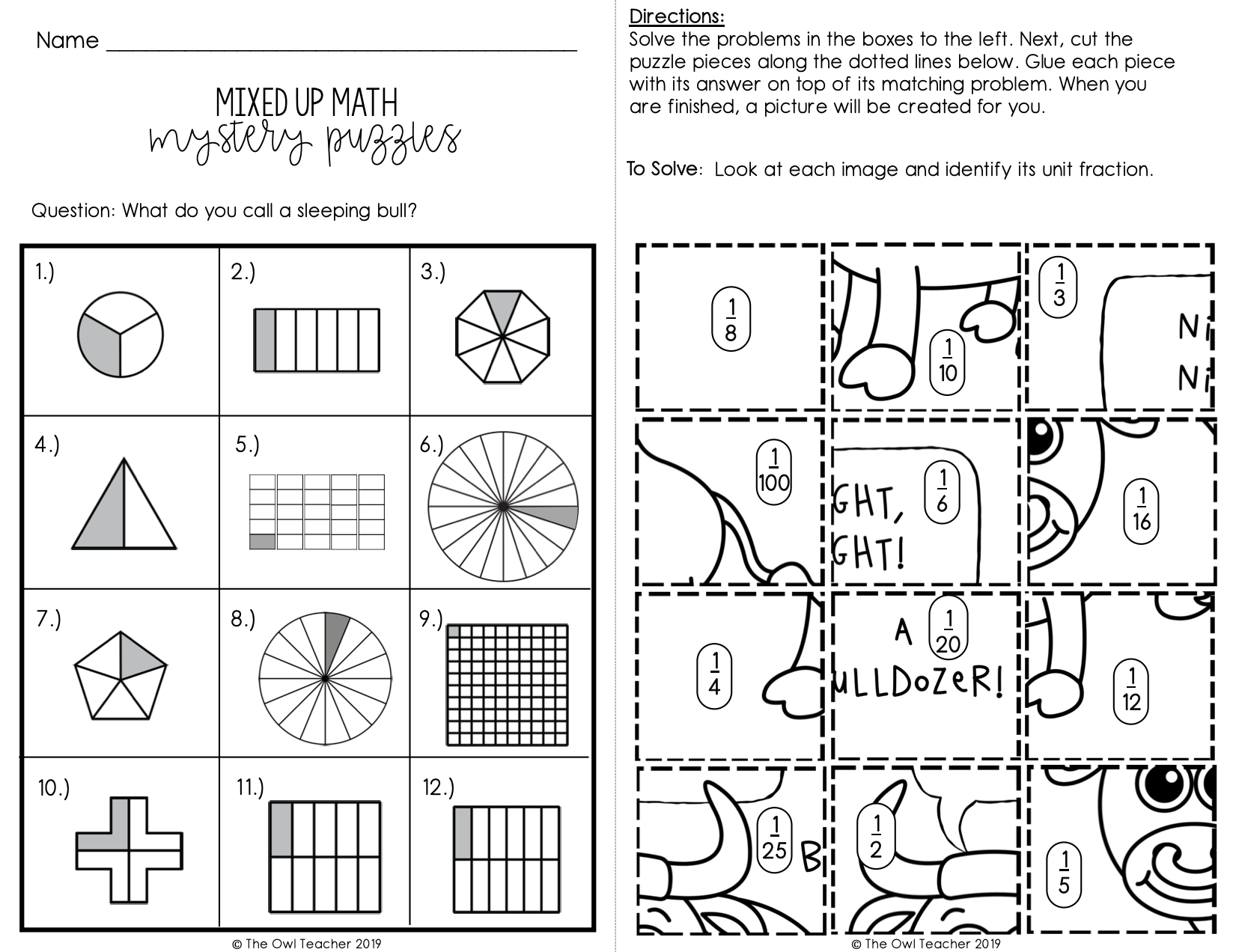 Identifying Fractions Mixed Up Mystery Math Puzzles Printable Digital The Owl Teacher Identifying Fractions Mixed Up Mystery Math Puzzles Printable Digital The Owl Teacher