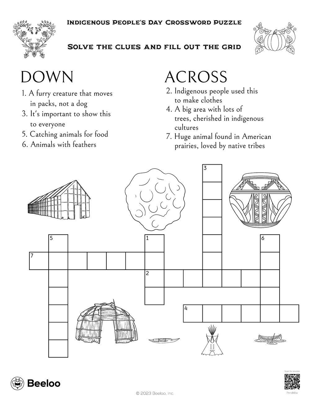 Indigenous People s Day themed Crossword Puzzles Beeloo Printable Crafts And Activities For Kids Indigenous People s Day themed Crossword Puzzles Beeloo Printable Crafts And Activities For Kids