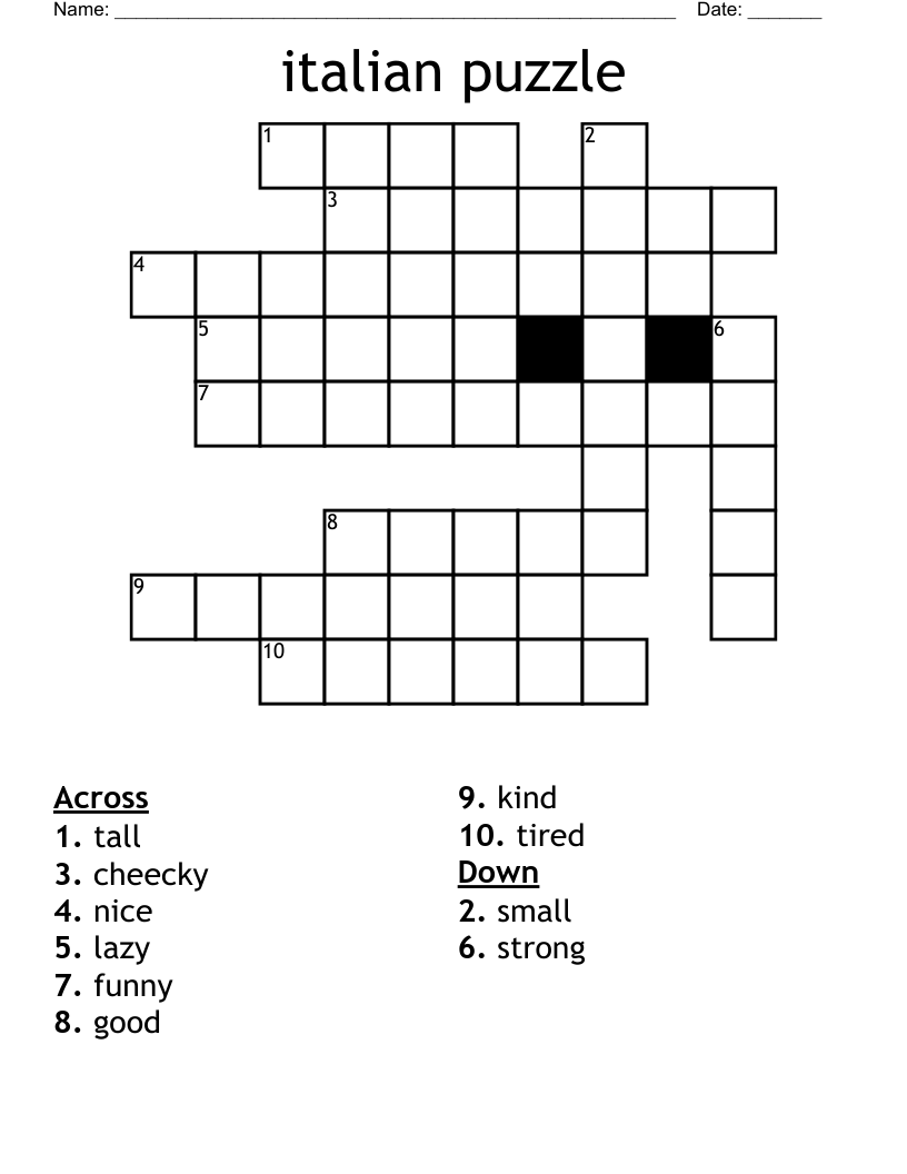 Italian Puzzle Crossword WordMint Italian Puzzle Crossword WordMint