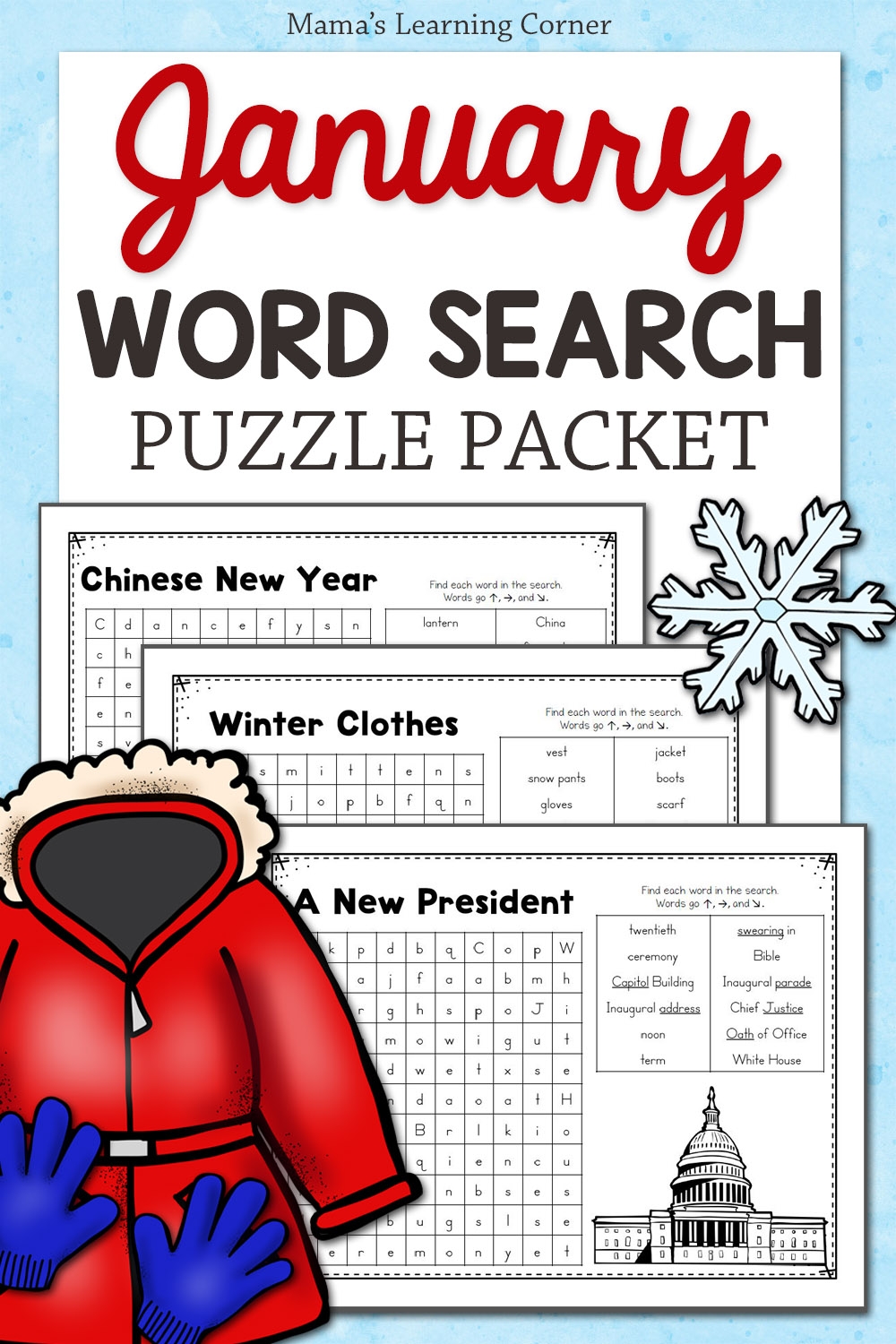 January Word Search Puzzle Packet Mamas Learning Corner January Word Search Puzzle Packet Mamas Learning Corner