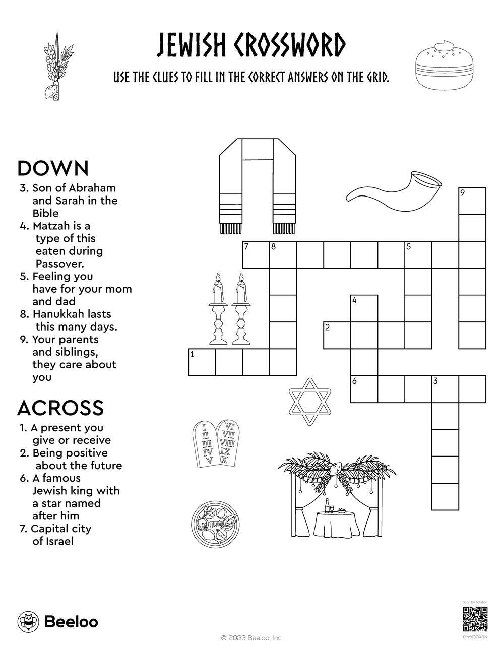 Jewish themed Crossword Puzzles Beeloo Printable Crafts And Activities For Kids Jewish themed Crossword Puzzles Beeloo Printable Crafts And Activities For Kids