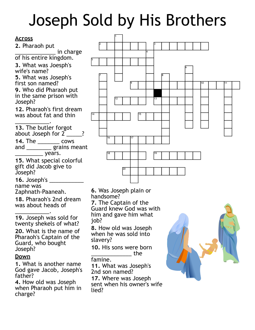 Joseph Sold By His Brothers Crossword WordMint Joseph Sold By His Brothers Crossword WordMint