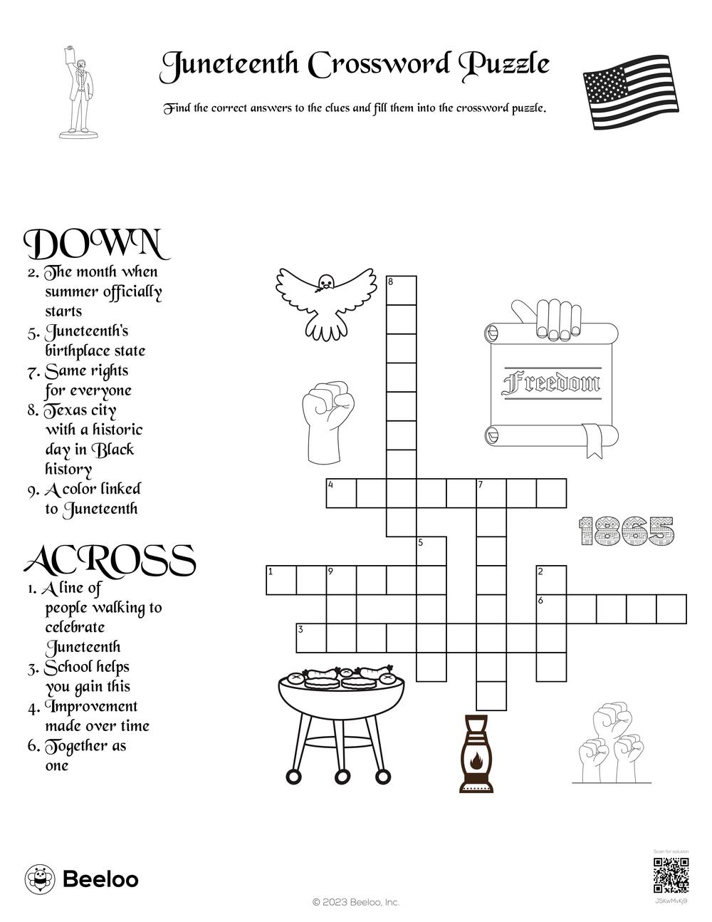 Juneteenth Crossword Puzzle Beeloo Printable Crafts And Activities For Kids Juneteenth Crossword Puzzle Beeloo Printable Crafts And Activities For Kids
