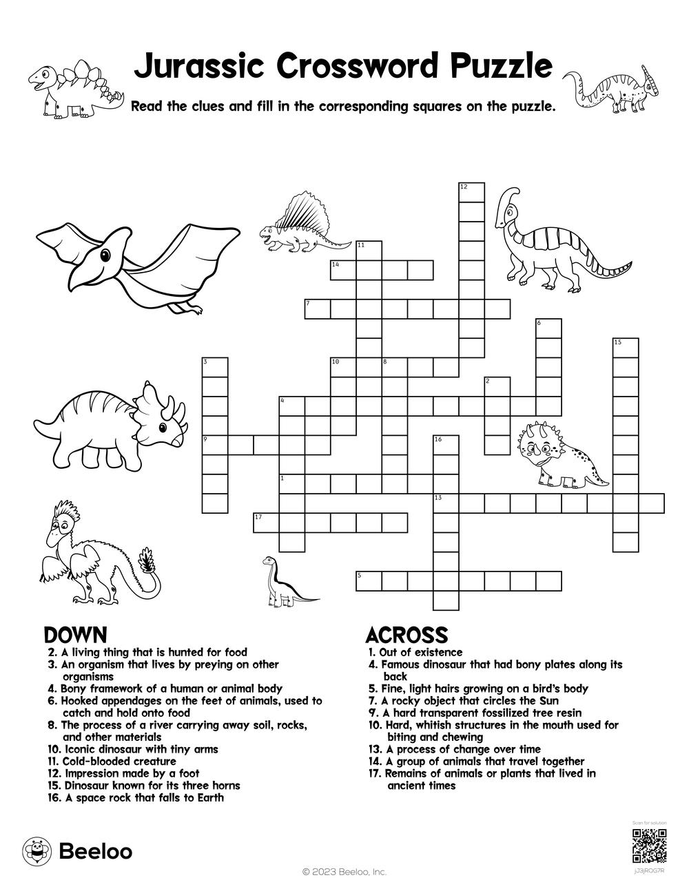 Jurassic Crossword Puzzle Beeloo Printable Crafts And Activities For Kids Jurassic Crossword Puzzle Beeloo Printable Crafts And Activities For Kids