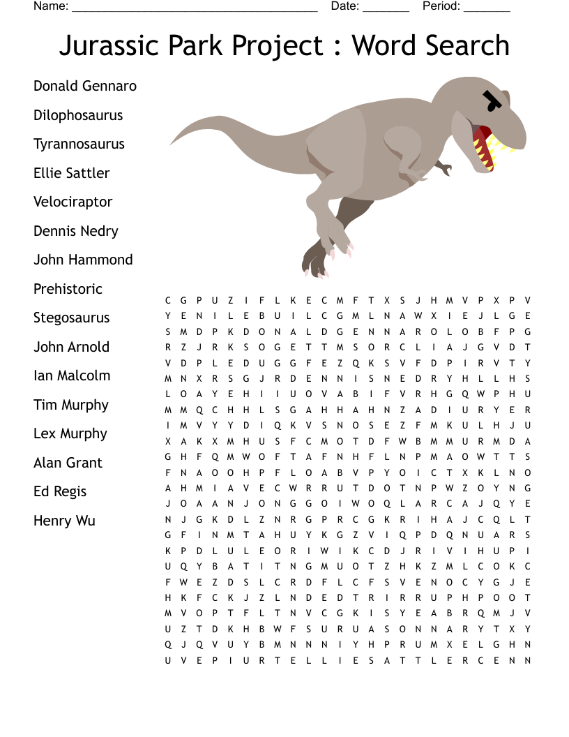 Jurassic Park Crossword Puzzles Printable Jurassic Park Crossword Puzzles Printable