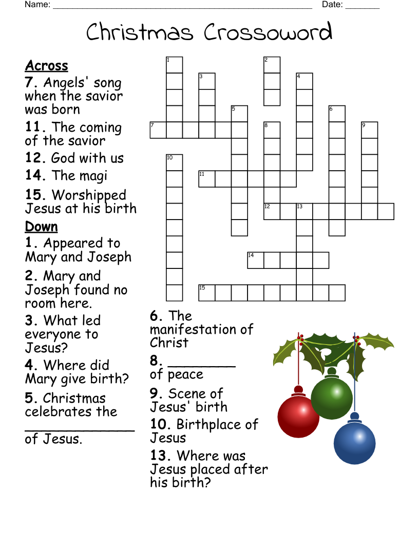 Kids Christmas Crossword WordMint Kids Christmas Crossword WordMint