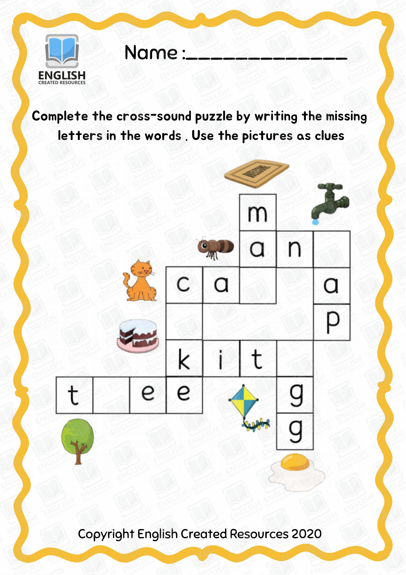 kindergarten crossword puzzle english created resources kindergarten crossword puzzle english created resources