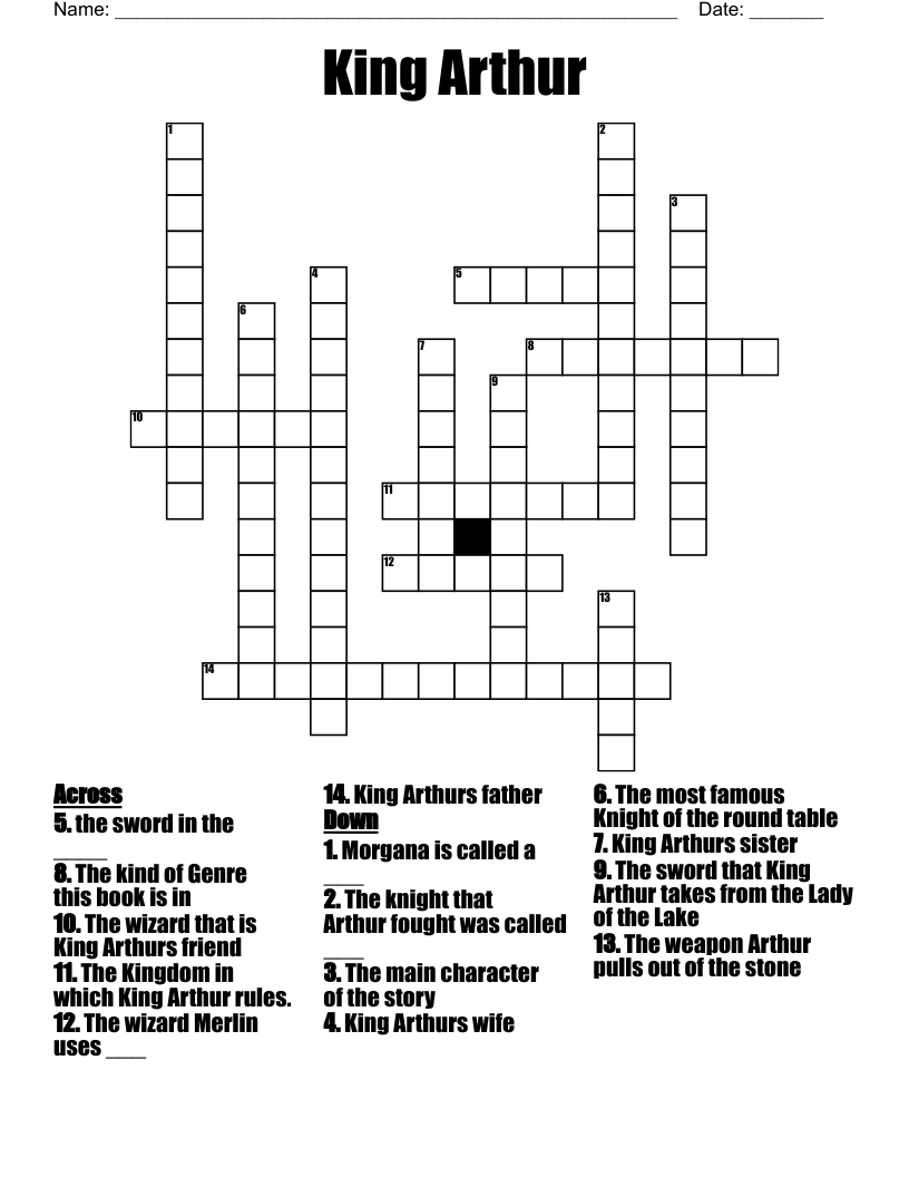 King Arthur Crossword WordMint King Arthur Crossword WordMint