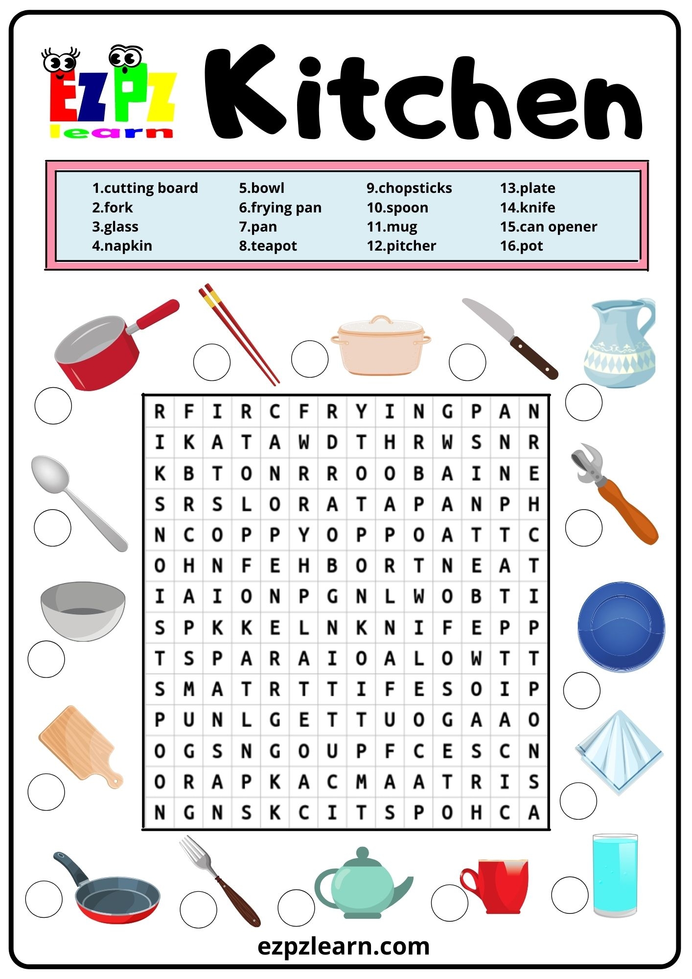 Kitchen 2 Word Search 2 Ezpzlearn Kitchen 2 Word Search 2 Ezpzlearn